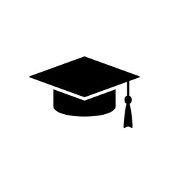 Fototapeta Grad cap silhouette icon. Clipart image isolated on white background obraz