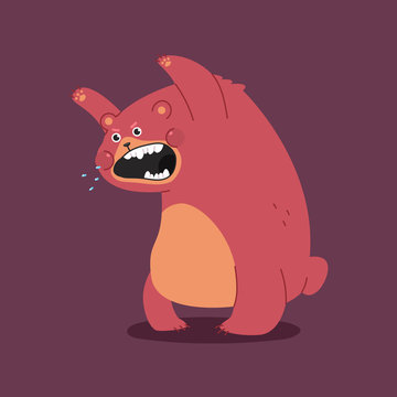 Angry bear vector cartoon character isolated on background.