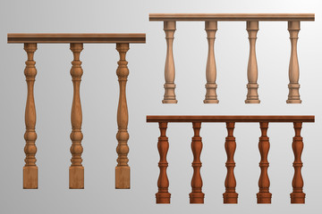 Wooden banister or fencing sections set