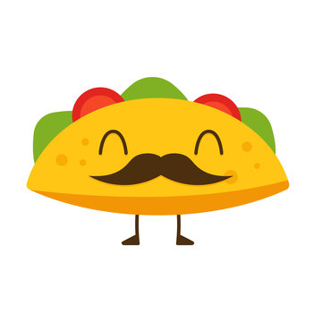 Mustache taco icon. Clipart image isolated on white background