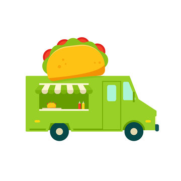 Taco truck icon. Clipart image isolated on white background
