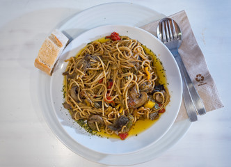 espagueti con champiñones