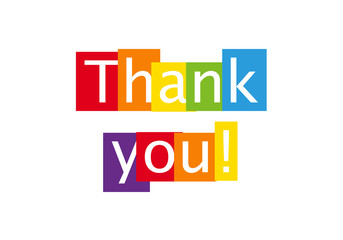 Thank you rainbow letters. Clipart image isolated on white background