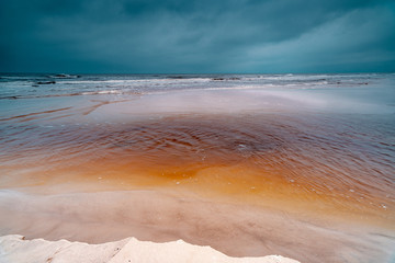 Winter landscape on the beach in Karwia