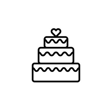 Three tier cake line icon. Clipart image isolated on white background
