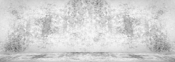 Wall texture Concrete floor panorama cement floor and wall backgrounds, room for display products. 