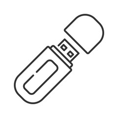 USB flash drive black line icon. Computer data storage concept. Hardware accessory. Sign for web page, mobile app, banner, social media. Editable stroke.