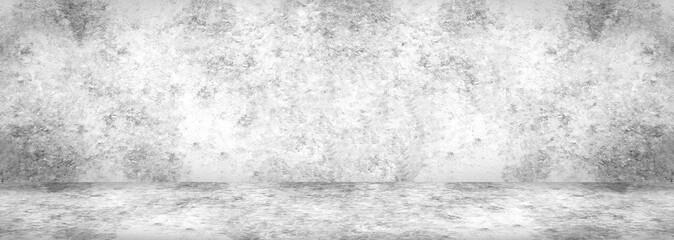 Wall texture Concrete floor panorama cement floor and wall backgrounds, room for display products. 