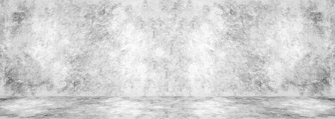 Wall texture Concrete floor panorama cement floor and wall backgrounds, room for display products. 