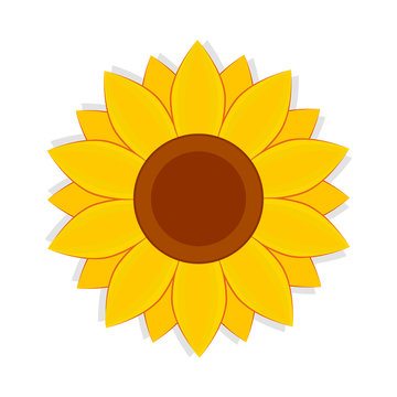 Simple sunflower icon. Clipart image isolated on white background
