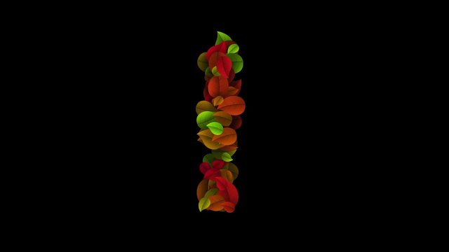 Letter L lowercase made with colored leafs