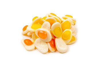 Eggs gummy candies. Top view. Jelly  sweets.