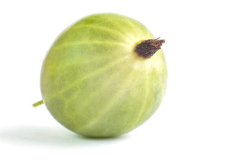 Green gooseberry berry on a white background, close-up