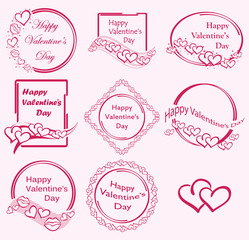 red vector stamps with hearts for valentine - happy valentine's day