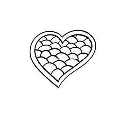 Hand drawn doodle heart.Isolated vector object on white background.Valentine`s Day symbol for gingerbread,wedding  postcard, textile, banner.