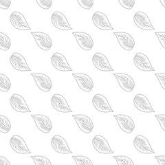 Simple black leaf seamless pattern on white background. Abstract foliage wallpaper.