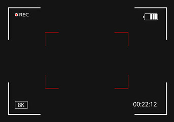 Recording video. Camera view. Focusing screen. Vector