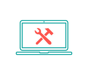 Laptop repair vector icon. Service center thin line icon