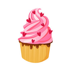 Saint Valentine's Day decorated cupcake.