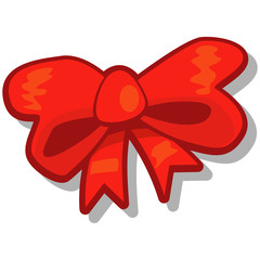 Red bow. Vector cartoon illustration isolated on white background.