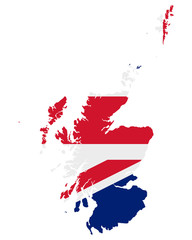 Fahne in Landkarte von Schottland