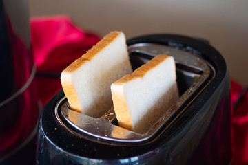 Pop-up toaster with bread slices