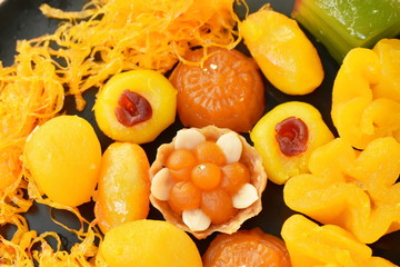 variety Thai dessert arranging on plate