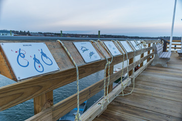Naklejka premium Evening in Wells, Maine harbor during winter.
