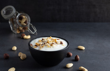 organic yoghurt with a mix of nuts