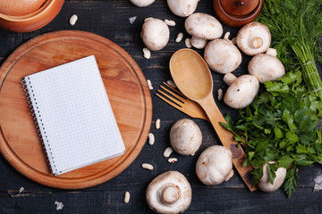 notepad for writing, vegetarian recipes