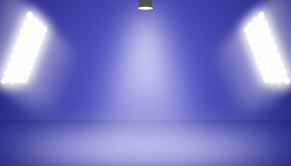 Empty room studio gradient blue with spotlight used for background and display your product.