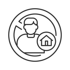 Homeless black line icon. Social problem concept. Sign for web page, mobile app, banner, social media. Editable stroke.