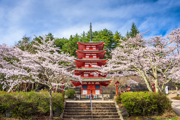 Fujiyoshida, Japan at Chureito Pagoda in Arakurayama Sengen Park