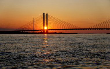 Fototapeta na wymiar Beautiful view of sunrise near Indian River Bridge, Bethany Beach, Delaware, U.S.A