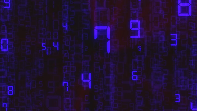 Abstract binary background, number streams, matrix effect.