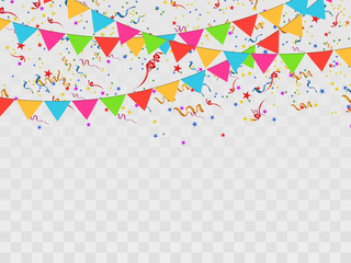 Colorful confetti and balls isolated. Festive background vector. Happy Birthday. Holiday.