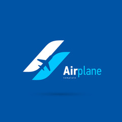 Airplane logo blue flight up stripes