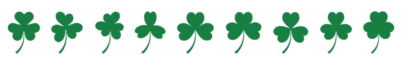 Shamrock Icon Green | Shamrocks | Trefoil | Clover Leaf | Irish Symbol | St Patrick's Day Logo | Luck Sign | Isolated | Variations