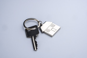 House shape keyring isolated on white background.