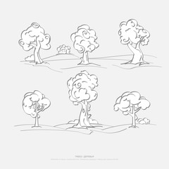 A set of natural landscape elements for design and construction