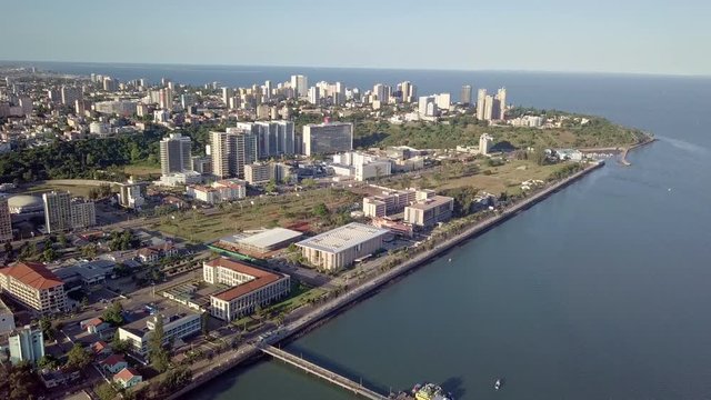 Maputo cityscape from above, capital city of Mozambique, Africa