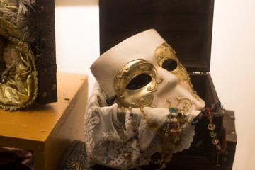 carnival mask isolated. Masks displayed on the show window