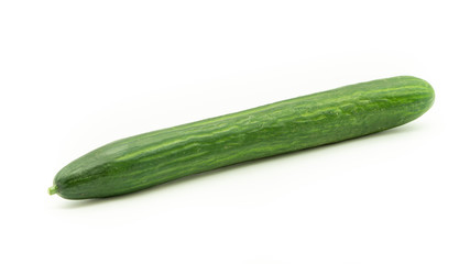 Green long cucumber on a white background. Isolated