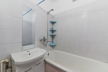 Russia, Moscow- September 10, 2019: interior room apartment modern bright cozy atmosphere. general cleaning, home decoration, preparation of house for sale. 