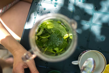 Making mojitos on a hot day in nature