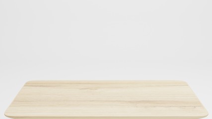 Perspective minimal table on white background 3D rendering 