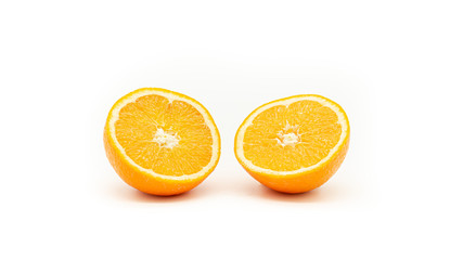 Orange cut in a half on a white background. Isolated