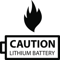 lithium ion battery Caution - obrazy, fototapety, plakaty