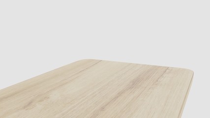 Perspective minimal table on white background 3D rendering 