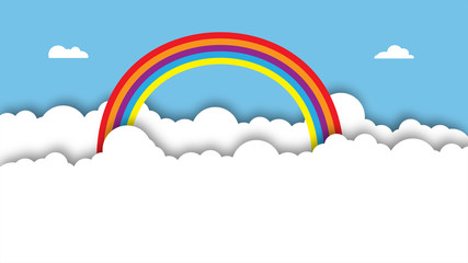 Rainbow with abstract clouds background